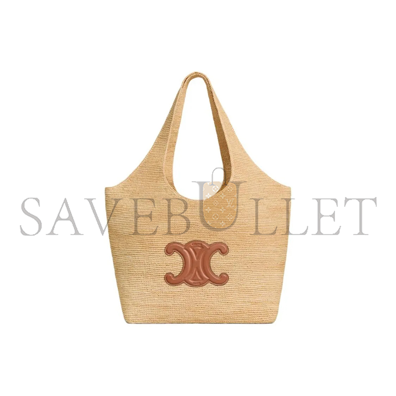 CELINE CLASSIC PANIER SHOPPER CABAS IN RAFFIA AND CALFSKIN 119632GP6-02NT (32.5*28*20cm)